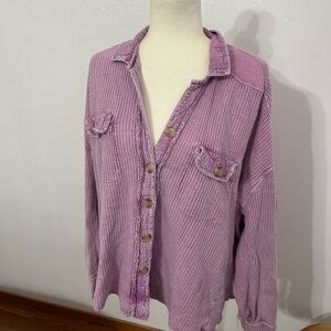 Free People Lilac Waffle-Knit Top